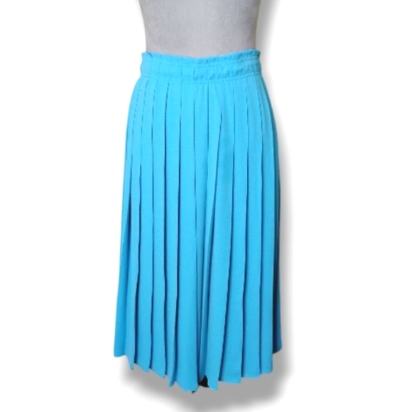 J.Crew Pleated Midi Skirt Knife-Pleat High Waist Preppy Cerulean Blue Sz 4 - Picture 1 of 7